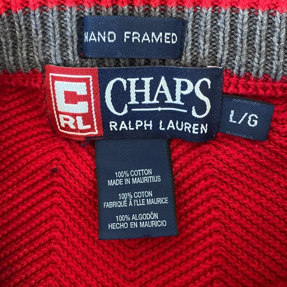 Vintage Chaps Ralph Lauren Crewneck Sweater Red Men's Large Hand Framed Knitwear - Picture 9 of 12